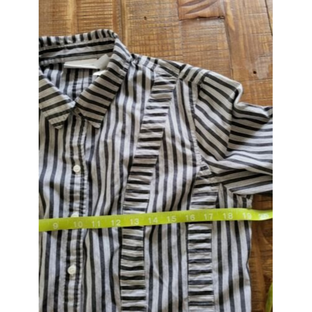 Liz Claiborne Size 10 Button Up Blouse Striped Long Sleeve Shirt Blouse Patched - Picture 6 of 8